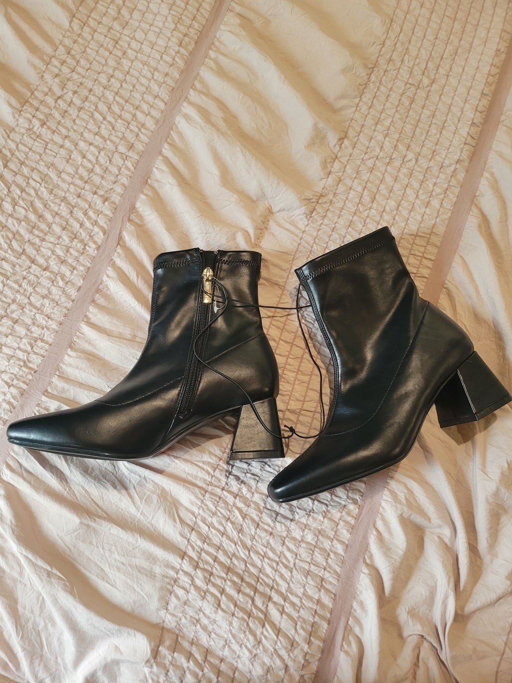 Anne Klein Black Ankle Boots - Sleek Zip Booties - Picture 3 of 11